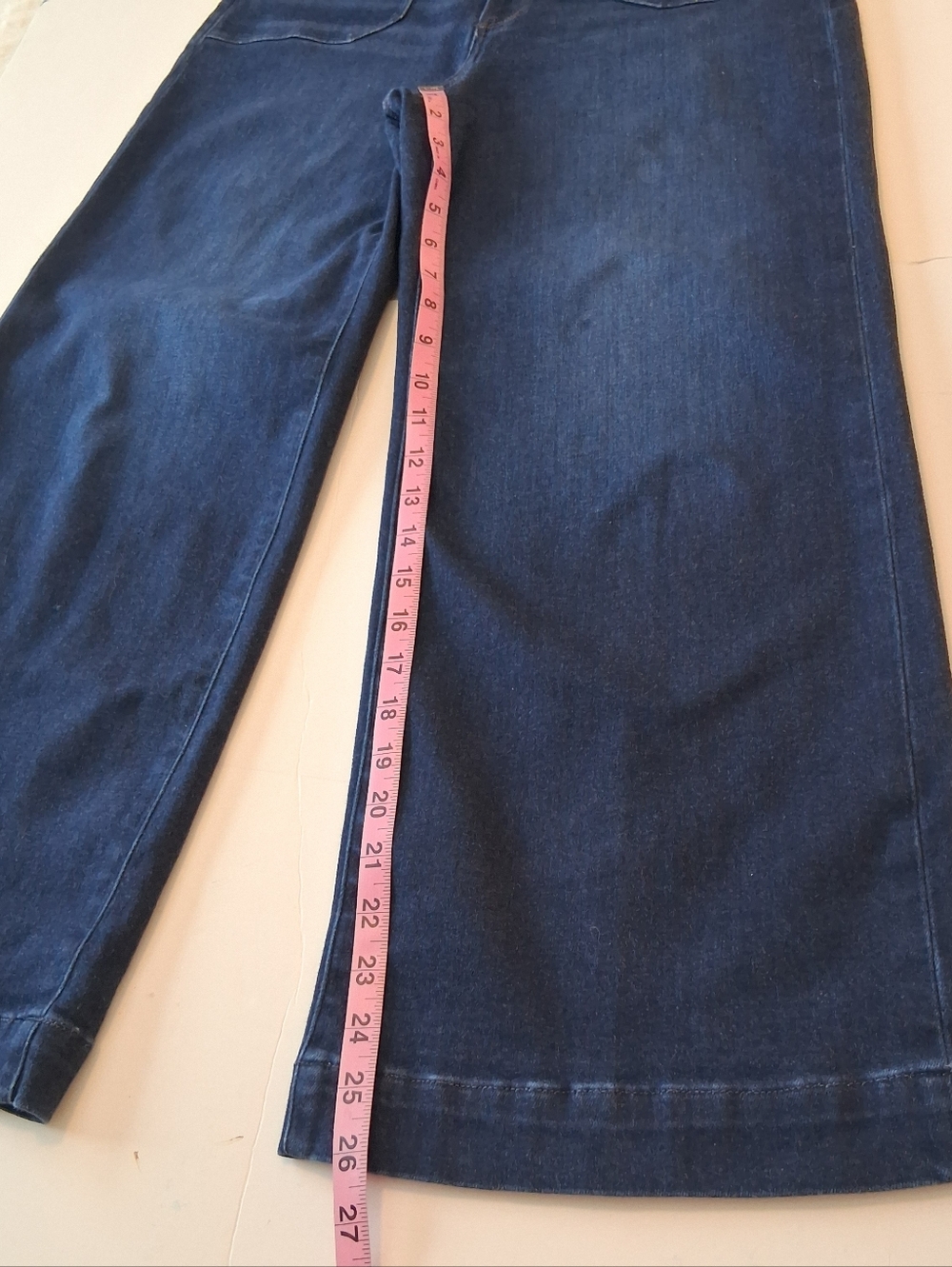 PAIGE Dark Blue High-Rise Wide Leg Jeans - Picture 14 of 16
